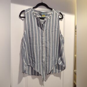 C&C California blue and white striped button down tank top size large NWOT
